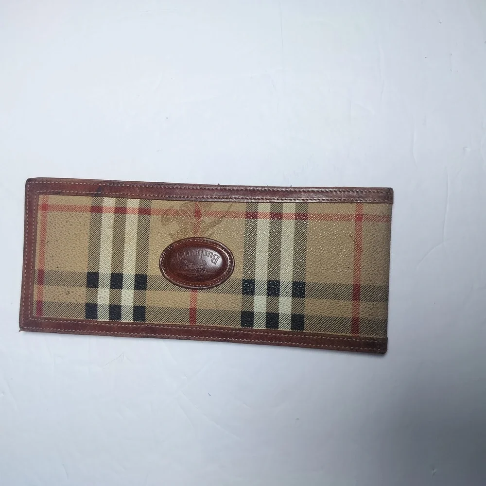 Vintage Burberrys of London Nova Check Bifold Wallet Brown Leather Made England